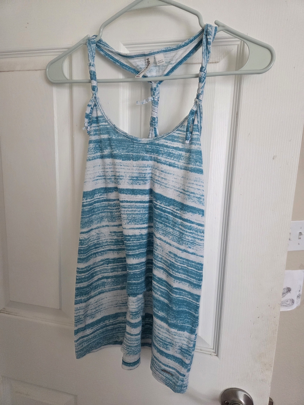 Hang Ten Teal and White Striped Tank Top